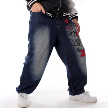 Džinsinio audinio Kelnės Vyrams Prarasti Streetwear Hip-Hop Atsitiktinis Riedlentė Džinsai Laišką siuvinėjimo Baggy Jeans Kelnės Vyrams Plius Dydžio Kelnės