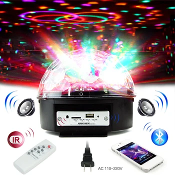 LED Scenos Šviesos Valdymas Balsu, Bluetooth, MP3 Grotuvas Kristalų Magija Kamuolys Nuotolinio Valdymo 6 Spalvų RGB Projektoriaus Šviesos Šokių Grupė