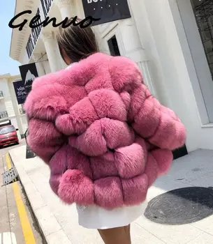Genuo Naujas 2019 M. Rudenį, Žiemą Naujas Dirbtiniais Kailiais Kailis Ilgas Skyriuje Susiuvimo Fox Fur Coat Didelio Dydžio Paltas