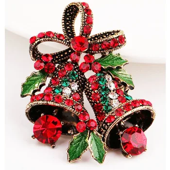 Donia papuošalai Kalėdų sagė kūrybos dovana Rhinesto Europa ir Jungtinės amerikos valstijos retro išskirtinį varpai kostiumai pin broochjewelry