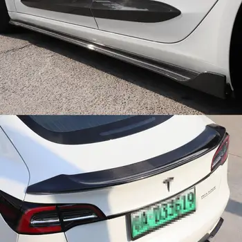 LUCKEASY Automobilių Reikmenys Eksterjero Tesla Model 3 Šlapias CarbonFiber Priekinis Galinis Bamperis Pusėje Sijonas Sparno Spoileris Padengti 11PCS