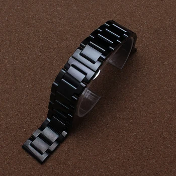 Aukštos Kokybės Apyrankė Watchband dirželiai 18mm 20mm 22mm 24mm juodo Poliruoto Nerūdijančio Plieno kietojo nuorodą reikmenys smartwatch