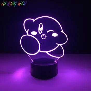 Unikalus Vaiko Led Arti Šviesos Kirby Žaidimas naktinė lempa, Vaikų Kambario luminaria Šviesos Gimtadienio Dovana Kūdikis Miega Naktį Led Lempos 3d