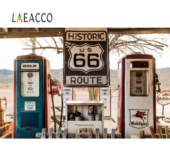 Laeacco Senųjų Istorinių degalinė Route 66 JAV Šaliai Gimtadienio Dekoro Nuotraukų Fone Fotografijos Fonas Foto Studija Photocall