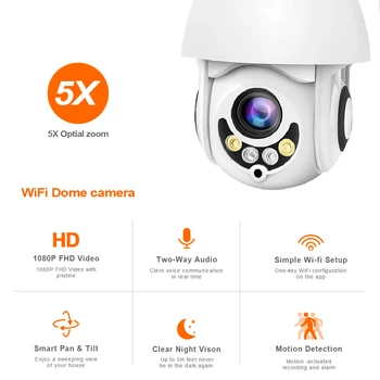 LOOSAFE Naujas 5X Optinis Priartinimas IP Kameros 1080P Belaidžio WIFI TL CCTV Saugumo Kameros PTZ Speed Dome IR Lauko atsparus Vandeniui Kameros