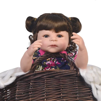 22 Colių Baby Doll Visi Silikono Kūno Realus Naujagimių Lėlės Dėvėti Rose Suknelė Mados Gyvas Reborn Baby Doll Girl Gimtadienio Dovana