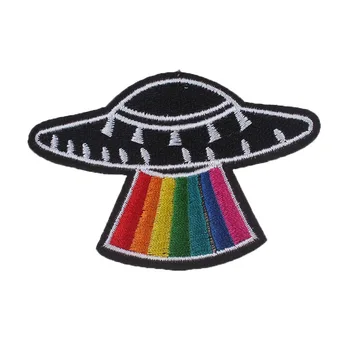 Prajna Kosmoso UFO Pleistras Geležies Pleistrai Animacinių filmų PASIDARYK pats Apdailos Drabužių Skalbti Rankų darbo ekologišką Appliques Karšto Pardavimo