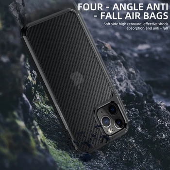 Akrilo Kovos su prakaito mobiliojo Telefono dėklas skirtas Iphone 12 Pro Max Mini Lašas Apsaugos Anglies Pluošto Juodo Dangtelio Coque