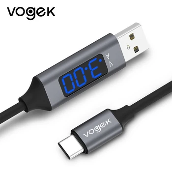Vogek 3A USB Telefono Kabelį su LED Skaitmeninis Ekranas Tipas, C, Micro USB Duomenų Kabelį, Greito Įkrovimo 
