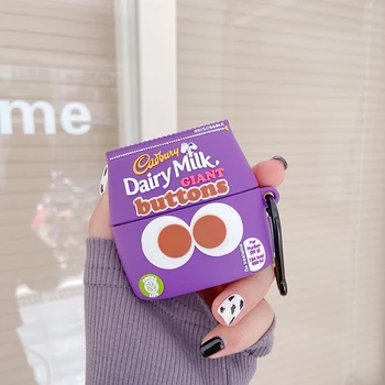 Šokolado AirPods 1 2 Pro Atveju Prekės Cadbury Dairy Milk 3D Maisto Dėžutė Minkštas Silikoninis Belaidžio 