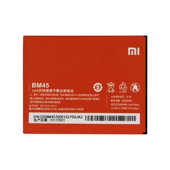 Aukštos Kokybės Xiaomi RedMi Pastaba 2 Baterijos BM45 3020 mAh.
