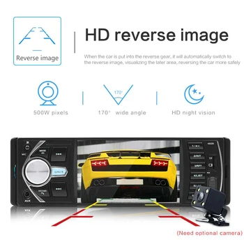 1 DIN Automobilio Multimedijos Radijo Stereo 4.1 colių Bluetooth, AUX Įėjimas, USB Auto Brūkšnys Galvos Vienetas Su Vairo Valdymo vaizdo Kamera