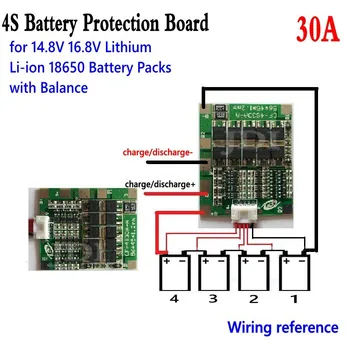 4S 30A 14.8 V Li-ion 18650 Ličio Baterija BMS Paketai PCB Apsaugos Valdybai Balansas
