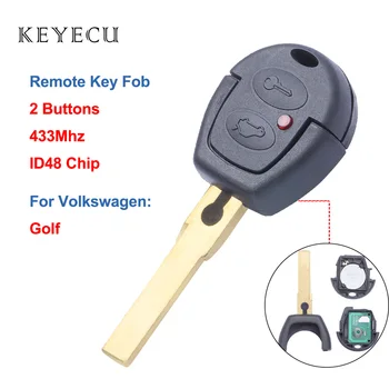 Keyecu Nuotolinio Automobilio Raktas Fob 2 Mygtukai 433MHz su ID48 Chip VW Volkswagen Golf