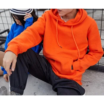 Oranžinė hoodie megztiniai su gobtuvu vyrai, moterys, poros suknelė streetwear žiemos fleece šilti drabužiai, xxl hip-hop drabužių HD24