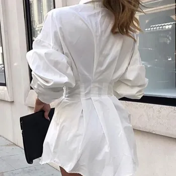 Elegantiški Baltos Spalvos Marškinėliai Suknelė Moterims Nėrinių Marškinėlius Suknelė Mini Trumpas Rudens Suknelės Streetwear Žieminiai Drabužiai Moterims