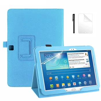 Litchee Apversti Matinis PU Odinis dėklas, Skirtas Samsung Galaxy Tab 3 10.1 colių P5200 P5210 P5220 GT-P5200 Tablet apsaugos atveju