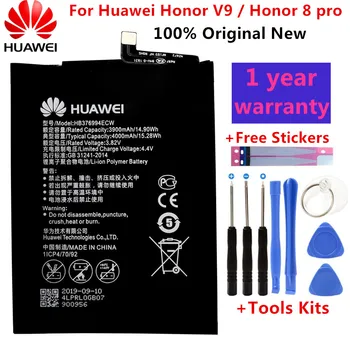 Originalus HB376994ECW telefono baterija Huawei Honor 8 pro / garbės V9 DUK-AL20 DUK-TL30 4000mAh Baterijas+Įrankių Rinkiniai