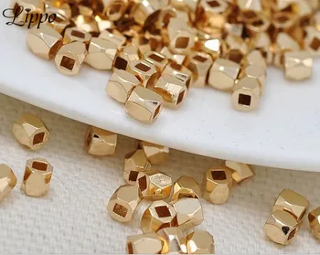 40pcs Didmeninė 24k aukso Lygaus Metalo sėklos granulių Mini Tarpiklis Aikštėje Karoliukai Papuošalai Priėmimo
