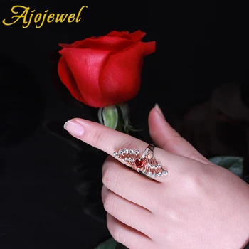 Ajojewel #6-9 Nauja Madinga rožinė Aukso Spalvos Papuošalai AAA Raudona/Crystal Clear Angelo Sparno Žiedas Moterims