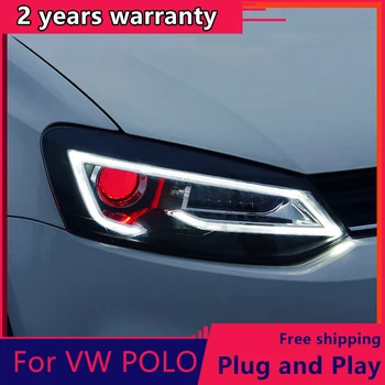 VW Polo priekinis žibintas 2011-2018 Dinamiškas posūkio signalo LED drl šviesos važiavimui dieną Dvigubo objektyvo Xenon didelis mažas Šviesos žibintai