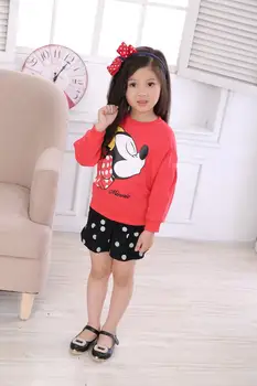 Anlencool Naują Pavasario 2020 m. vaikai su korėjos mergaičių medvilnės megztinis, sijonas kostiumas animacinių filmų lady dviejų dalių kūdikių mergaičių paltai + sijonas
