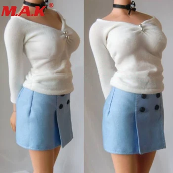 1:6 masto moterų mergina profesinės kostiumas vienetas audinio balti marškiniai&mėlynos spalvos trumpas sijonas 12