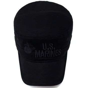 Mados Jungtinės amerikos valstijos JAV Jūrų pėstininkų Korpuso Dangtelis Skrybėlę Karinės Kepurės Flat Top Hat Vyrų Medvilnės Skrybėlę JAV karinio jūrų Laivyno Išsiuvinėti Camo kepurės gorras