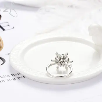 ZS Snaigės Žiedas Crystal Romantiška Sniego Gėlių Gėlių Piršto Žiedai, bižuterijos Moterų Reguliuojamas Žiedai Atidaryti Anillos