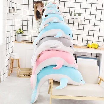 1pc 25-130cm minkštas big blue rausva pilka Delfinų Pliušiniai Žaislai Įdaryti Lėlės Gyvūnų Pagalvę Kawaii gyvūnų Pagalvę Vaikas Žaislas miega pagalvė