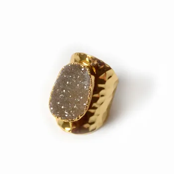 Naujas mišrios spalvos kristalų bud platus kaklo žiedas Crystal grupių aukso didelis galvos žiedas natūralių kristalų bud žiedas boutique papuošalai
