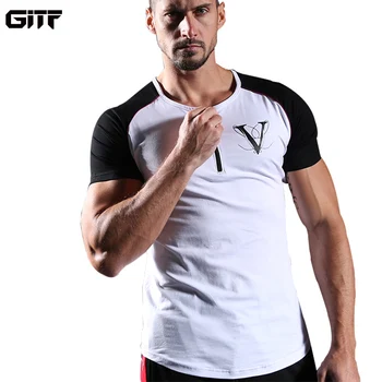 GITF Mens Vasaros Run Bėgimo Sporto marškinėliai Vyras Salė, Fitneso, Kultūrizmo marškinėliai Vyrų Treniruotės Mokymo Tee Viršūnes Prekės ženklo Drabužių
