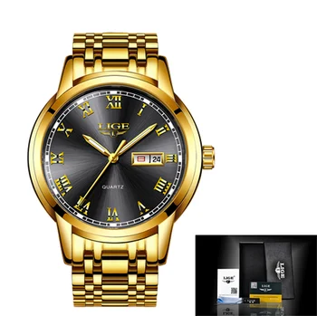 Vyriški Laikrodžiai LIGE Prabangos Prekės ženklo Vyrai Sporto Kvarco Žiūrėti Vyrų Mados Nerūdijančio Plieno, Data, Laikrodis atsparus Vandeniui Relogio Masculino+Box