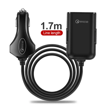 4 USB Automobilinis Įkroviklis Greitai Įkrauti 3.0 Automobilinis-Kroviklis su 1.7 m Laidas Tablet Išmaniojo telefono 