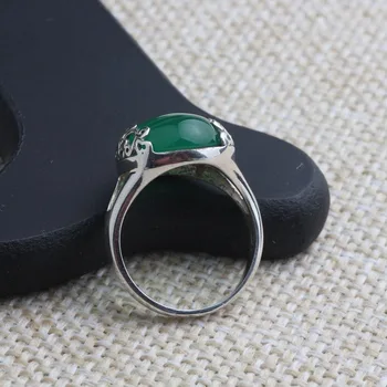 Natūralių Akmenų Žalia Agat es Žiedas Originali 925 Sidabras, Žiedai, Papuošalai Moterims, Dovana