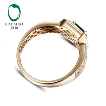 14 karatų Geltonasis Auksas Gamtos Smaragdas Mens Diamond Ring Skatinimo Naujas Dizainas