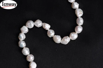 Ping Gamtos AA balta baroko Gėlavandenių Perlų 11-12mm 15inches 