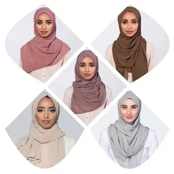 2020 m. moteris burbulas šifono skara hijab moterų galvos wrap šalikai islamo skarelė šifono skaros, hijab femme musulman