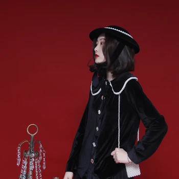 Aukštos klasės Ponios Vintage Black Vestuvių Skrybėlę Prabanga veliūras Perlų Juostelė Fascinator Skrybėlę Royal Šalis Kokteilis Moterų Mados Šukuosena