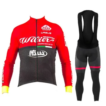 2020 m. Žiemos Italija Wilier raudona ilgomis rankovėmis Mokymo Džersis unisex dviračių drabužiai dviračių ilgai vilnos nustatyti lauko dviratį mtb rinkinys
