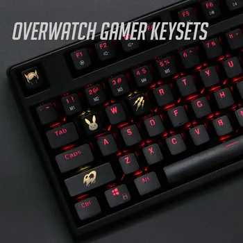 4 vnt/set keysets apšvietimas OW klavišą caps ABS išgraviruotas Keycap shine-per Overwatch žaidėjus, Mechaninė Klaviatūra ANSI juoda