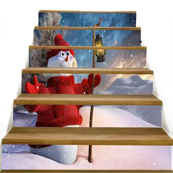 6PCS/Set Siena Lipdukas Laiptai, Lipdukai Laiptų Lipdukai PVC Daugkartinio naudojimo Tikroviška Kalėdų Eglutė Kalėdų Senelis Naujųjų Metų Hotel