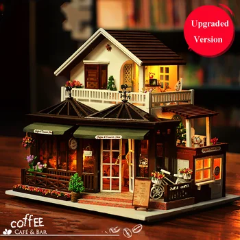Didelis Kavos Medinės Lėlės Namas Rankinis Surinkimas Modelis Žaislai 