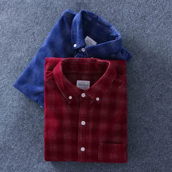 Aukščiausios Kokybės Medvilnė, Velvetas Plaid Marškinėliai Medvilniniai Marškinėliai ilgomis Rankovėmis Šlifavimo Dugno Shirt S-4XL