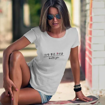 2020 Naujų korėjos Vasaros T-shirt Ladies Mados Meilės, Print T-shirt Ladies Top marškinėliai Atsitiktinis Didelio Dydžio Moteriškos T-shirt