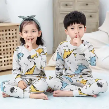 2020 m. Rudenį Vaikai Pižama, Mergaitės Berniukai Sleepwear naktiniai drabužiai Kūdikiams, Kūdikių Drabužiai Gyvūnų Animacinių filmų Pajama Komplektai Medvilnės Vaikų Pižamos