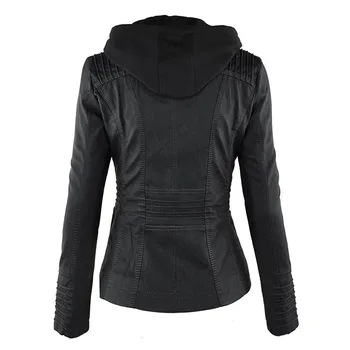 2020 Naujų Moteris Rudens-Žiemos Minkštas Dirbtiniais Odos Striukės, Paltai Lady Black PU Užtrauktukas Epaule Motociklo Streetwear