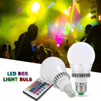 Magic Led Lemputės 16 Spalvų RGB Keičiama 5W 10W Lemputė, Prožektorius E27 E14 E22 su IR Nuotolinio Valdymo LED Lemputes Namuose Šalis Atostogų
