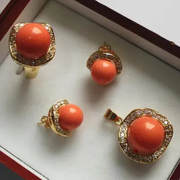 Didmeninė noble jewelry nustatyti 18KGP+12-kaip 14mm orange 