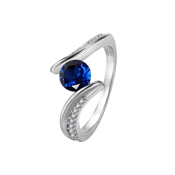 Naujas Mados Kristalų Mėlyni Žiedai Moterų Piršto Priedai Madinga 925 Sterlingas Sidabro Žiedas Mergina Nuotaka Vestuvių Bijou Moterims
